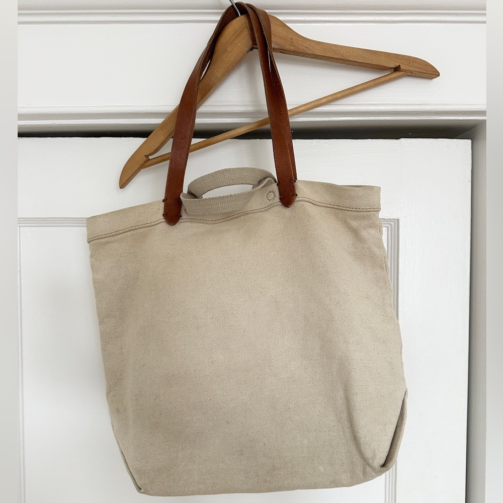 Madewell Canvas Tote Bag with Brown Leather Straps
